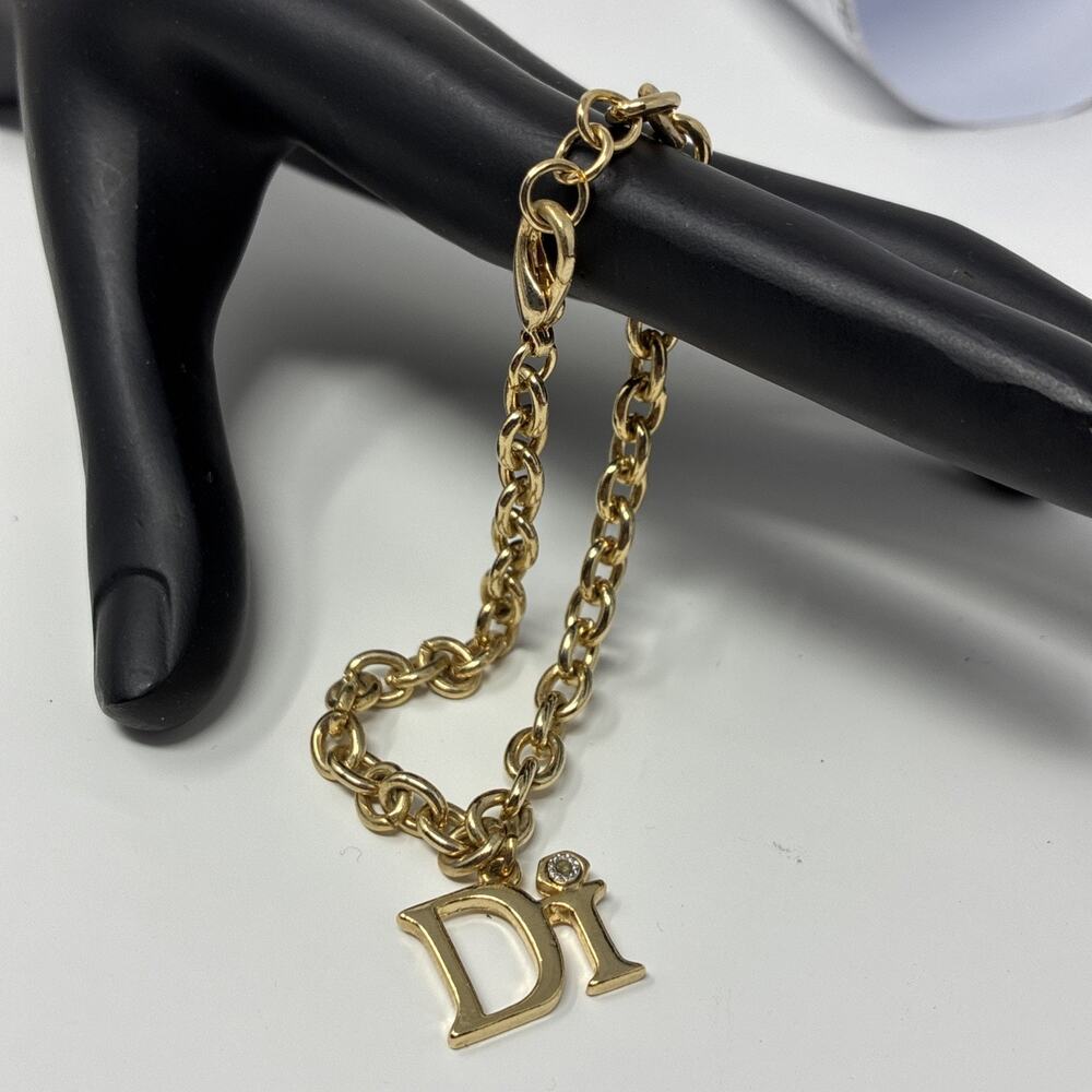 Diamond International Di Charm Bracelet Gold Toned Chain Caribbean Vintage 7.5"